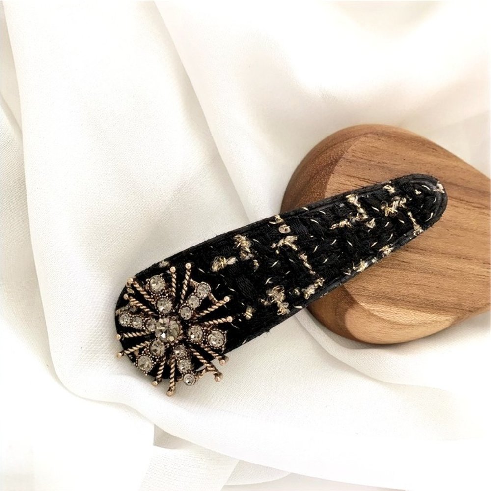 Black Embellished Hair Clip